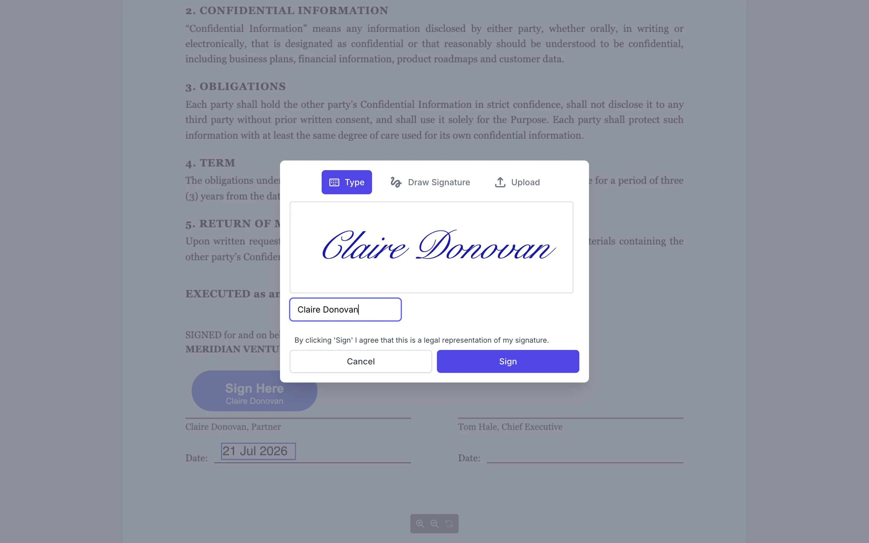 GoodSign signature pad with type, draw and upload options